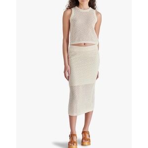 Universal Thread Cream Mesh Knit Midi Skirt Slit Lined Neutral Size large new